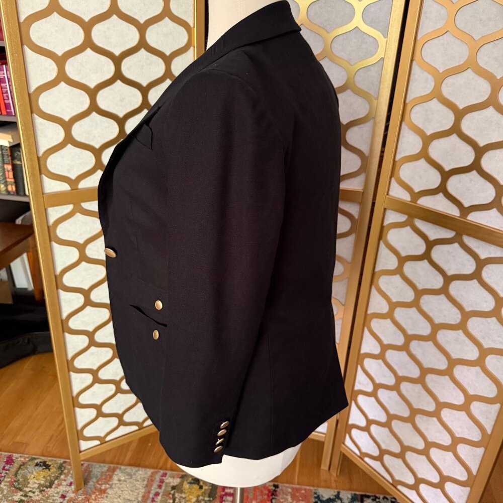 J.Crew Vivienne Navy Linen Blend Blazer 10P Petite Gold Button Tailored Jacket - Picture 9 of 16